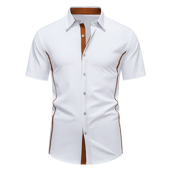 Men's Collared Shirts Short Sleeve Button Up Wrinkle-Free Untucked Dress Shirts Work Slim Fit Casual Business Outfits