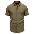 thumbnail image 1 of Men's Collared Shirts Short Sleeve Button Up Wrinkle-Free Untucked Dress Shirts Work Slim Fit Casual Business Outfits, 1 of 7