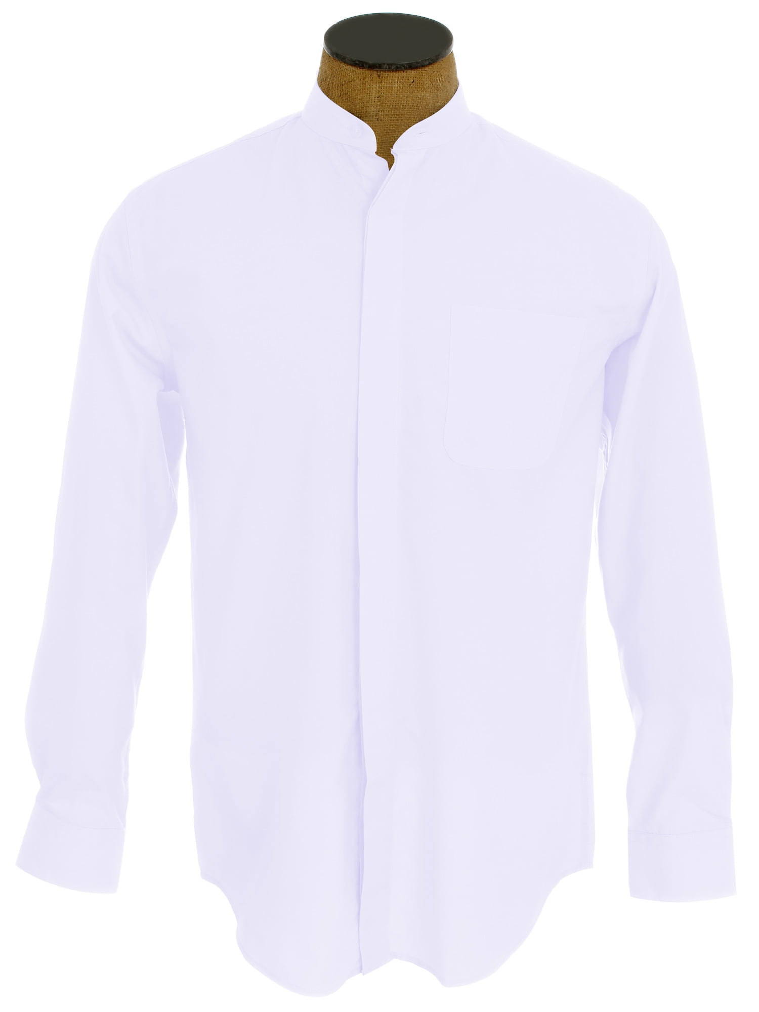Men s Collarless Banded Collar Dress Shirt