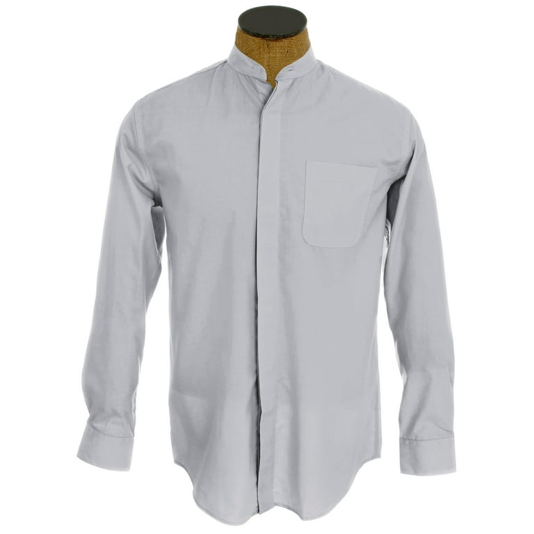 Men's Collarless Banded Collar Dress Shirt - Walmart.com