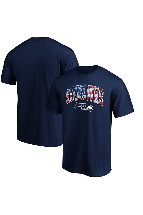Men's College Navy Seattle Seahawks Banner Wave Logo T-Shirt