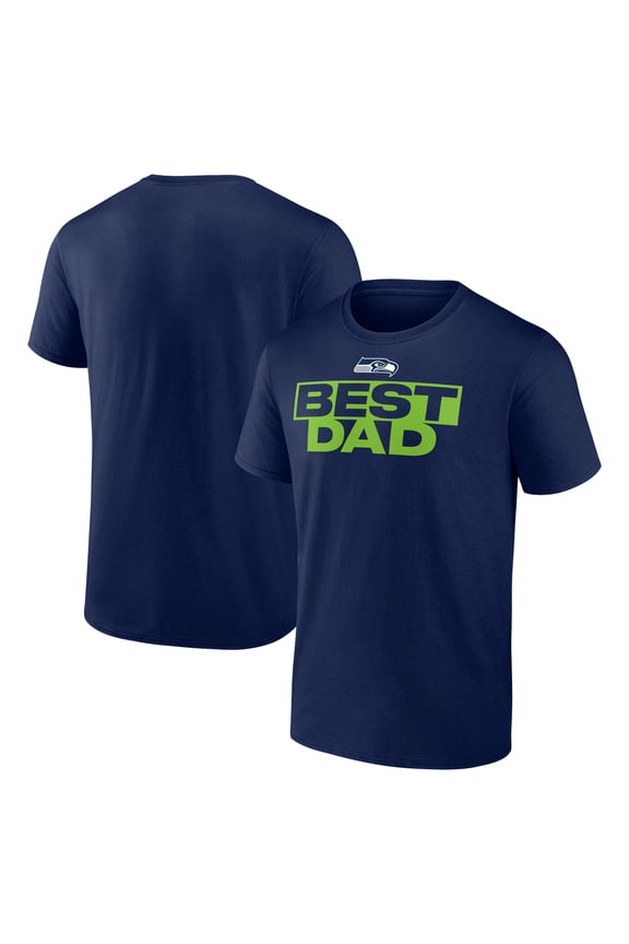 Men's College Navy Seattle Seahawks Best Dad Father's Day T-Shirt