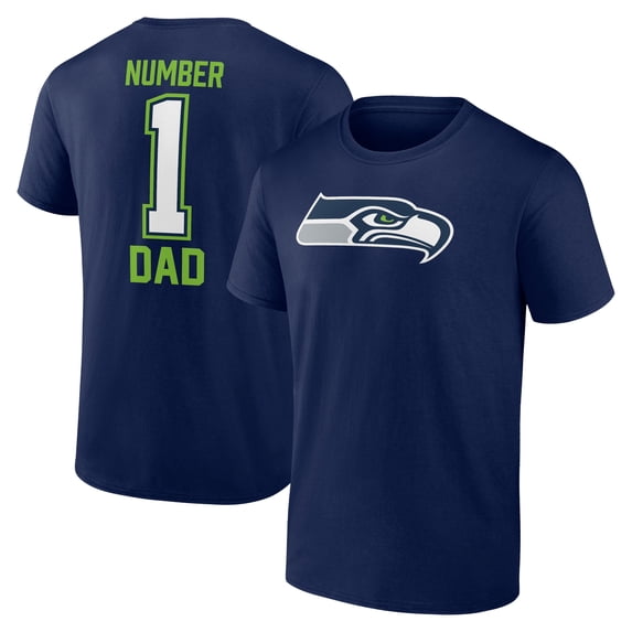 Men's College Navy Seattle Seahawks Father's Day #1 Dad T-Shirt