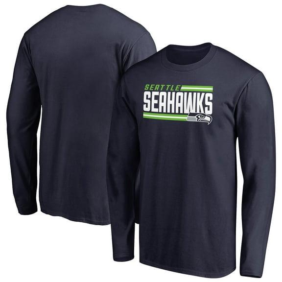 Men's College Navy Seattle Seahawks Iconic Collection On Side Stripe Long Sleeve T-Shirt