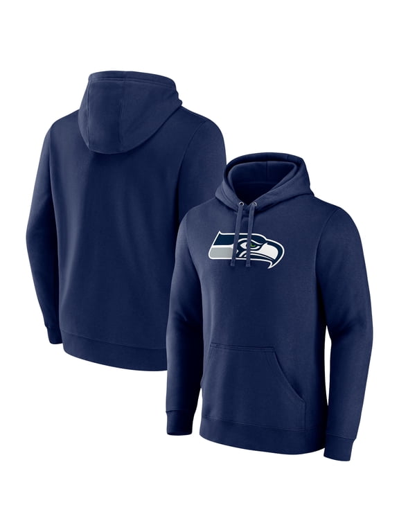 Men's College Navy Seattle Seahawks Primary Team Logo Fitted Pullover Hoodie