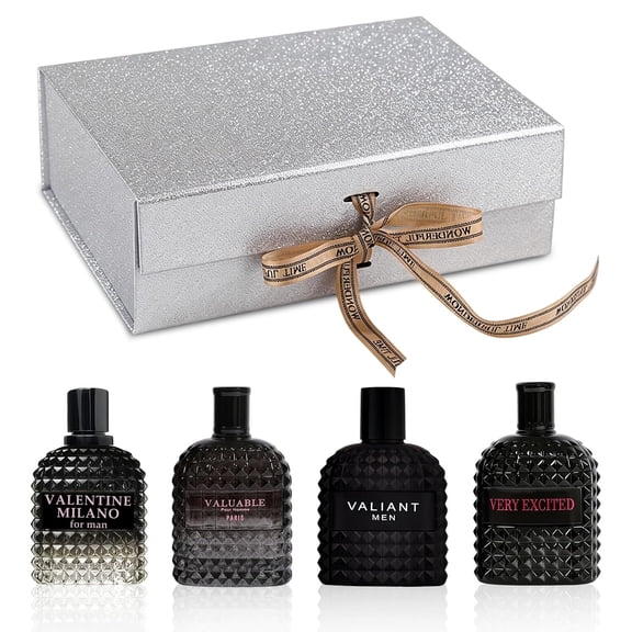 Men's Cologne Gift Set, 4 x 3.4 FL Oz Men's Fragrance, Long Lasting Cologne Collection with Premium Gift Box, Valentine's Day Gift for Him, 4-Piece Set
