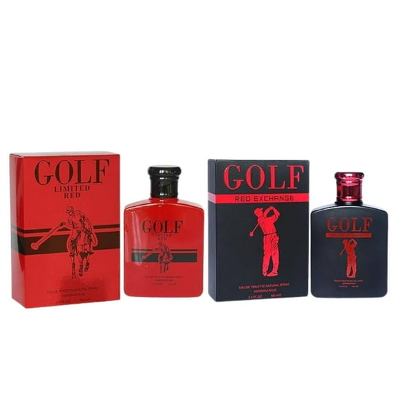 Mens Cologne Gift Set Golf Limited Red & Golf Red Exchange Eau de Parfum 2 x 3.4 oz (100ml) Sprays Citrus Spicy & Woody Ambergris Luxury Day & Night Scents
