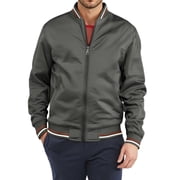 WTOBBY Men's Premium Cotton Baseball Jacket, Vintage Stand Collar Flight Bomber with Color Block Design, Relaxed Fit Retro Outerwear,Gray XL