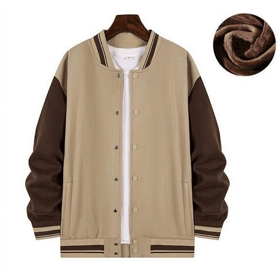 Men's Color Block Baseball Jersey for Fall and Winter Outerwear