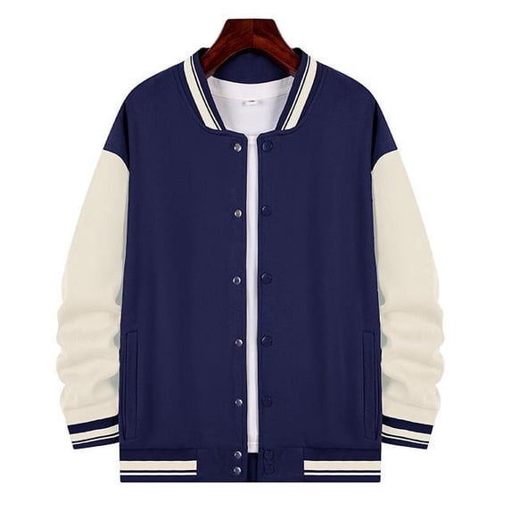 Men's Color Block Baseball Jersey for Fall and Winter Outerwear
