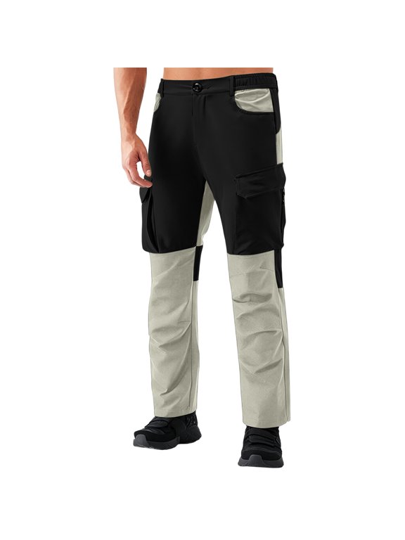Men's Color Block Cargo Pants Tactical Outdoor Hiking Trousers Tactical Travel Pants Trail Workwear Outdoor Hiking