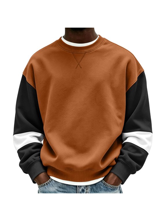 Men's Color Block Crew Neck Loose Drop Shoulder Sweatshirt
