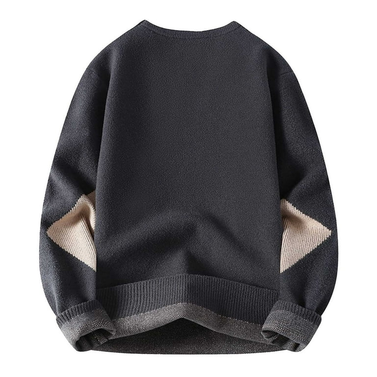 Men s Color Block Crew Neck Sweater Casual Loose Fit Knit Pullover Walmart