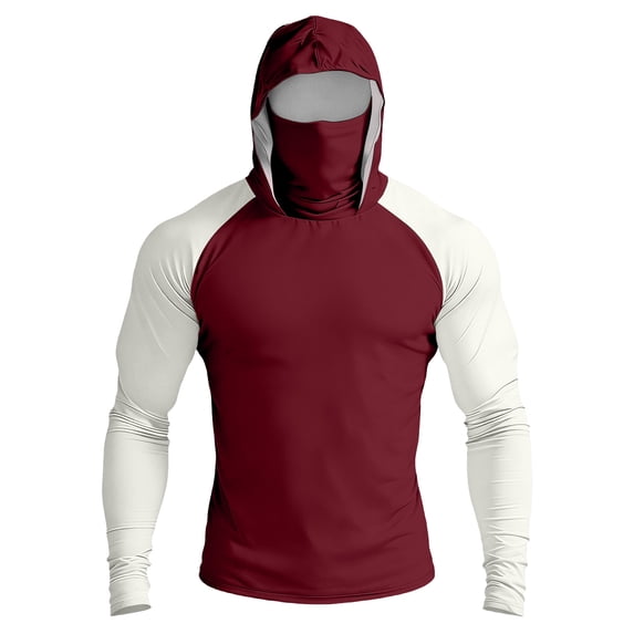 Men's Color Block Drop Shoulder Hooded Long Sleeve Sun Shirt, Lightweight UPF Protective Pullover Top for Outdoor Sports, Hiking and Casual Daily Use