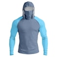 thumbnail image 1 of Men's Color Block Drop Shoulder Hooded Long Sleeve Sun Shirt, Lightweight UPF Protective Pullover Top for Outdoor Sports, Hiking and Casual Daily Use, 1 of 9