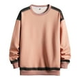 thumbnail image 1 of Men's Color Block Fashion Sweatshirts Crewneck Casual Long Sleeve Sweater Soft Loose Texture Warm Tops Outdoor (L, Pink), 1 of 3