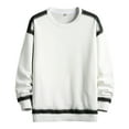 thumbnail image 1 of Men's Color Block Fashion Sweatshirts Crewneck Casual Long Sleeve Sweater Soft Loose Texture Warm Tops Outdoor (XL, White), 1 of 7