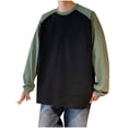 thumbnail image 1 of Men's Color Block Fleece Crewneck Sweatshirt Casual Loose Raglan Long Sleeve Pullovers Outerwear T-Shirts, 1 of 5