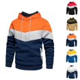 thumbnail image 1 of Men's Color Block Hoodie Sweatshirt with Side Seam Pockets Long Sleeve Crewneck Loose Pullover Jacket, 1 of 3