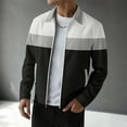 thumbnail image 1 of Men's Color Block Jacket Lapel Collar Zipper Cardigan Long Sleeve Casual Lightweight Fall Fashion, 1 of 6
