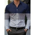 thumbnail image 1 of Men's Color Block Long Sleeve Shirt Casual Button Down Shirts Wrinkle Free Dress Shirt Blue XXL, 1 of 6
