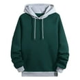 thumbnail image 1 of Men's Color Block Patchwork Hooded Sweatshirt Long Sleeve Casual Pullover Top with Pocket for Autumn Winter Oversized Pullover Long Sleeve Crewneck Casual Tops, 1 of 4