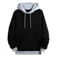 thumbnail image 1 of Men's Color Block Patchwork Hooded Sweatshirt Long Sleeve Casual Pullover Top with Pocket for Autumn Winter Oversized Pullover Long Sleeve Crewneck Casual Tops, 1 of 4