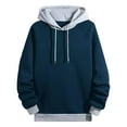 thumbnail image 1 of Men's Color Block Patchwork Hooded Sweatshirt Long Sleeve Casual Pullover Top with Pocket for Autumn Winter Oversized Pullover Long Sleeve Crewneck Casual Tops, 1 of 4