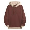 thumbnail image 1 of Men's Color Block Patchwork Hooded Sweatshirt Long Sleeve Casual Pullover Top with Pocket for Autumn Winter Oversized Pullover Long Sleeve Crewneck Casual Tops, 1 of 4