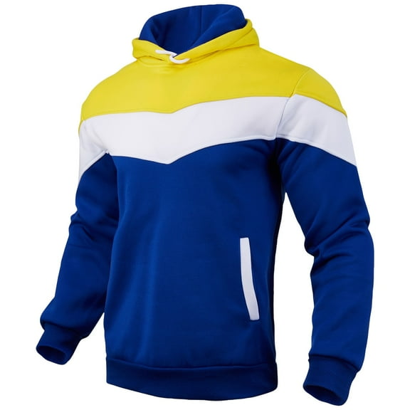 Men's Color Block Pullover Hoodie Sweatshirt Casual Long Sleeve Hooded Top With Pockets Comfortable and Stylish Outerwear,Size M-3XL