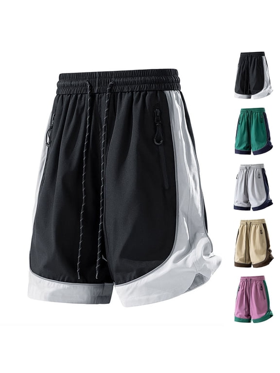 Men's Color-Block Quick Dry Shorts Cargo Beach Trousers 7" Inseam Elastic Waist Drawstring Multi-Pockets Stretchy Lightweight Casual Summer Vacation Surfing Streetwear Workout