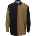 thumbnail image 1 of Men's Color Block Shirts Long Sleeve Button Down Shirt Loose Fit Spring Fall Casual Comfy Tops Gold L, 1 of 7