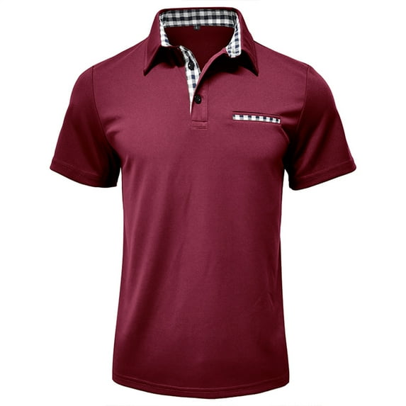 Men's Color Block Short Sleeve Shirt - Casual Summer Tee, Classic Collar, Polyester Fabric, Sizes (S-XXL), Work Weekend