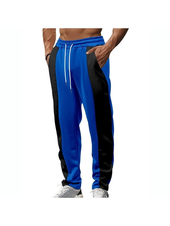Men's Color Block Side Stripe Sweatpants Breathable Gym Track Pants Big And Tall Sweatpants Mens Tech Sports Dark Blue S