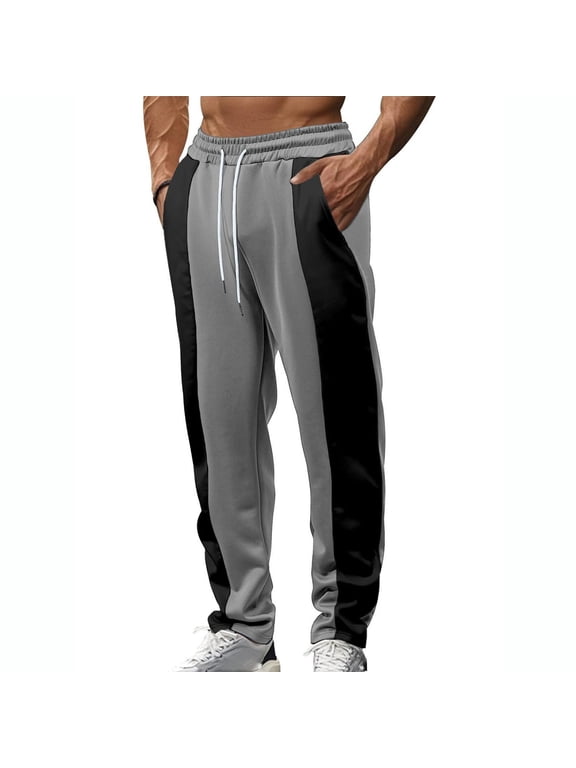 Men's Color Block Side Stripe Sweatpants Breathable Gym Track Pants Big And Tall Sweatpants Mens Tech Sports Dark Gray S