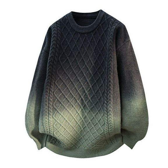 Men's Color Block Sweater Long Sleeve Crewneck Solid Ribbed Knit Pullover Base Layer Tops Olive Green M