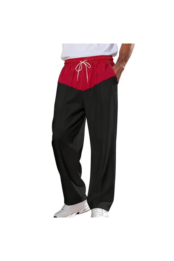 Men’s Color Block Sweatpant with Pockets for Workout, Slim Fit Athletic Jogger Pants for Training and Hip Hop Trousers,Black,M