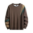 thumbnail image 1 of Men's Color Block Sweatshirts Pullover Crew Neck Long Sleeve Fleece Sweater Casual Patchwork Fashion Fall Tops (4XL, Coffee), 1 of 3