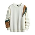 thumbnail image 1 of Men's Color Block Sweatshirts Pullover Crew Neck Long Sleeve Fleece Sweater Casual Patchwork Fashion Fall Tops (L, White), 1 of 3