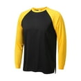 thumbnail image 1 of Men's Color Block T-Shirts Long Sleevek Pullover Workout Tee Tops (Yellow XXXXL), 1 of 3