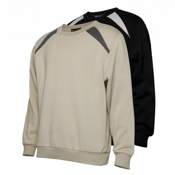 Men's Color Block Thick Fleece Crew Neck Sweatshirt, Warm Lined Gym Daily Casual Pullover