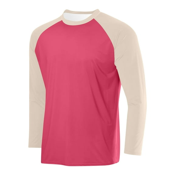 Men's Color Block Tops Mesh Workout Shirts Round Neck Long Sleeve T-Shirts Lightweight Base Layer Athletic Gym Basic Blouse Tops Sport Outfits Hiking Running Blouses