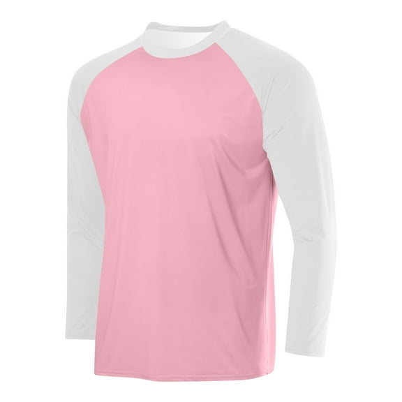 Men's Color Block Tops Mesh Workout Shirts Round Neck Long Sleeve T-Shirts Lightweight Base Layer Athletic Gym Basic Blouse Tops Sport Outfits Hiking Running Blouses