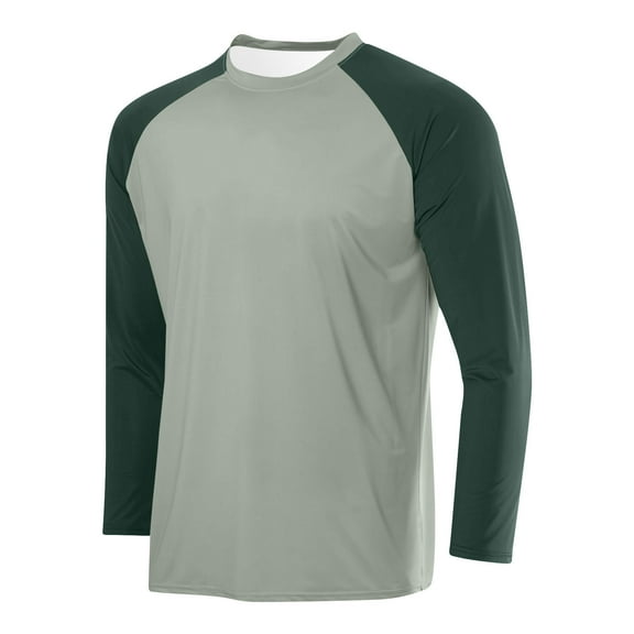 Men's Color Block Tops Mesh Workout Shirts Round Neck Long Sleeve T-Shirts Lightweight Base Layer Athletic Gym Basic Blouse Tops Sport Outfits Hiking Running Blouses