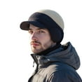 thumbnail image 1 of Men's Color Block Winter Knit Hat, Thermal Baseball Style Beanie with Brim and Windproof Ear Flaps, Cold Weather Thermal Ear Protection Hat for Men - Khaki, 1 of 3