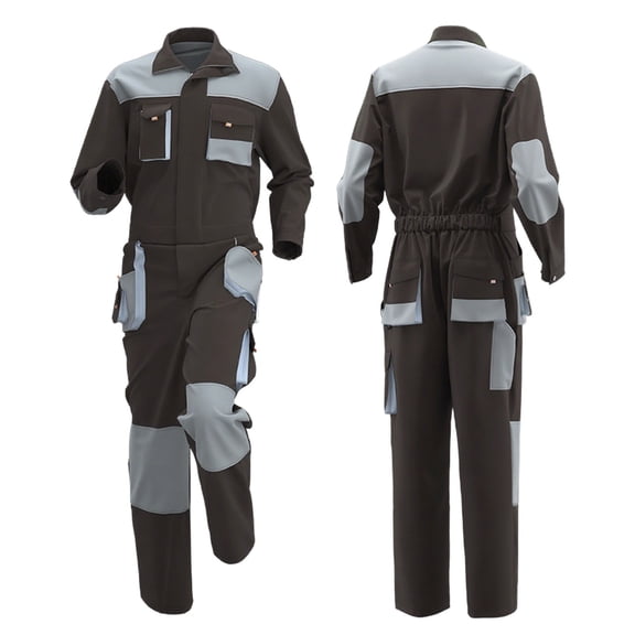 Men's Color Block Work Coverall Mechanics Overalls Workwear Jumpsuit with Multi Pockets