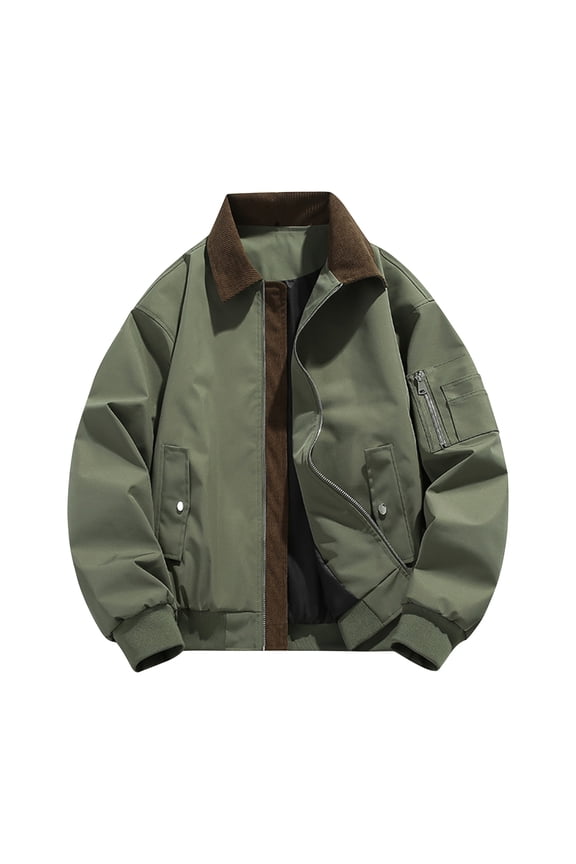 Men's Color Block Workwear Jacket Fake Two Piece Cardigan Long Sleeve Casual Lightweight Fall Fashion