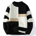 thumbnail image 1 of Men's Color Match Knit Round Neck Loose Base Layer Pullover Sweater, 1 of 6
