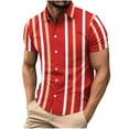 thumbnail image 1 of Men's Color Striped Hawaiian Shirt Casual Summer Short Sleeve Button Down Vintage Cuba Vacation Beach Shirts, 1 of 7