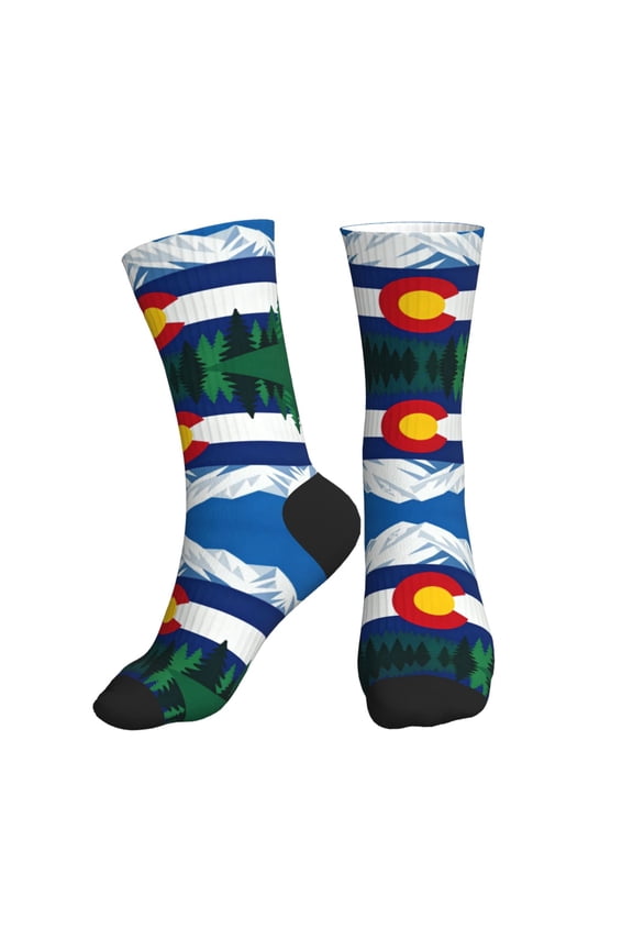 Men's Colorado Flag Print Novelty Athletic Socks Women's Digital Printing Funky Patterned Crew Socks